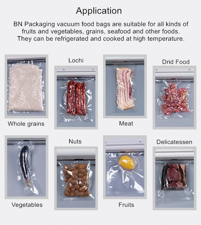 Хранение вакуума BPA свободное кладет изготовленную на заказ еду в мешки выбило всю замороженную прозрачную сумку 10 уплотнения вакуума